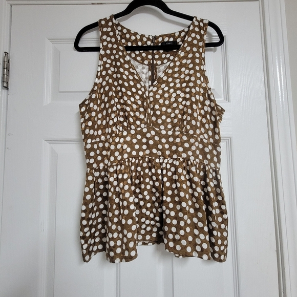 J.crew V- Neck Jacquard Dot Peplum Top - Picture 2 of 8